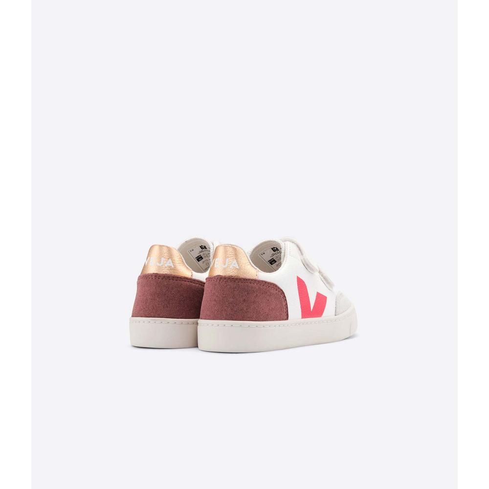 Veja V-12 CHROMEFREE Kids' Sneakers White/Red | NZ 885SGL